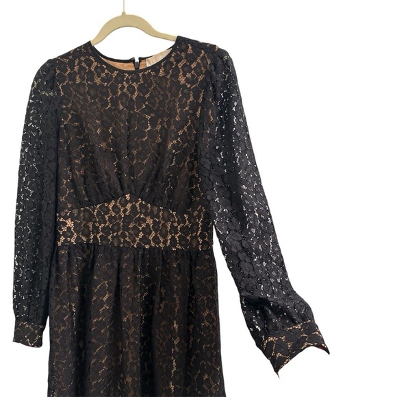 Michael Kors Leopard Corded Lace slong sleeves black Mini Dress - Picture 4 of 6